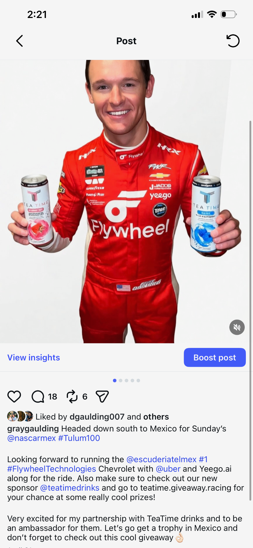 Screenshot of the custom-built Tea Time promotional webpage featuring Gray Gaulding.